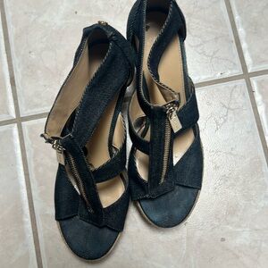 Michael Kors denim sandals with zipper.  Gently worn